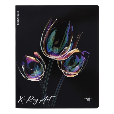 Тетрадь 96 листов в клетку ErichKrause X-Ray Art, обложка мелованный картон, голографическая ламинация, блок офсет, 100% белизна, МИКС