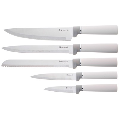 НАБОР AGNESS ИЗ 12ПР: 5 НОЖЕЙ,ДОСКА,ПОДСТАВКА,ПОЛОВНИК,ЛОЖКА,ЛОПАТКА,ШУМОВКА,ЛОЖКА ДЛЯ СПАГЕТТИ