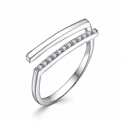 Кольцо с фианитом родированное серебро 925*