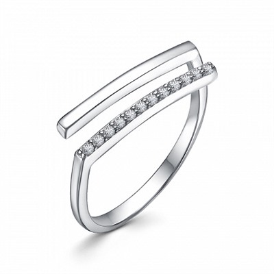 Кольцо с фианитом родированное серебро 925*