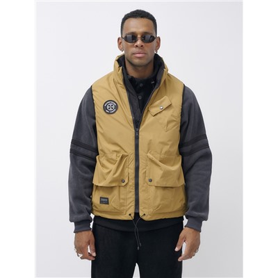 Жилет мужской утепленный спортивный горчичного цвета 15323G