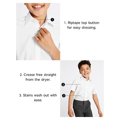 2pk Boys' Slim Fit Non-Iron School Shirts (2-18 Yrs)