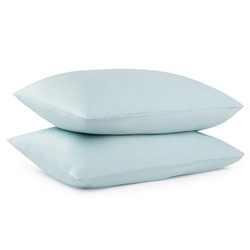 Набор из двух наволочек из сатина голубого цвета из коллекции Essential, 50х70 см