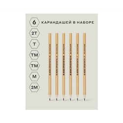 Набор карандашей ч/г Красин "Конструктор" 6шт., 2Т (2Н), Т (Н), ТМ (НВ)-2, М (В), 2М (2В) шестигран., заточен., ПП пакет, европодвес