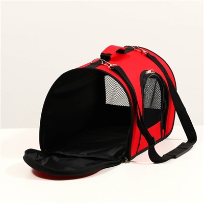 Сумка - переноска для животных, 2 входа, 40×25×28 см, красная