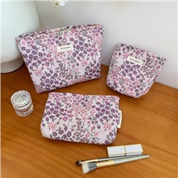 Fresh purple handheld cosmetic bag, storage bag, cloth, small clutch bag, flowered