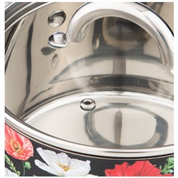 КАСТРЮЛЯ AGNESS "МАКИ" СО СТЕКЛЯННОЙ КРЫШКОЙ, НЕРЖ.СТАЛЬ, 1,5Л 16Х9 СМ