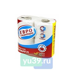 Туалетная бумага ЕвроСтандарт, 4 рул., 2 сл., 14 м., цветная основа