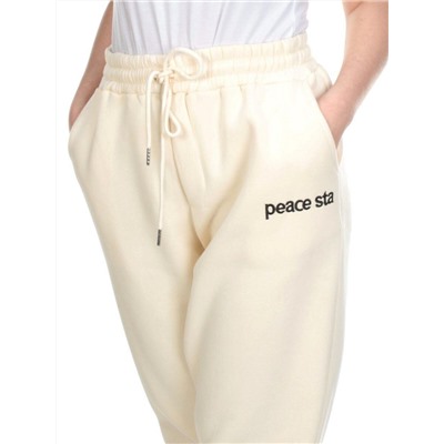 M071 BEIGE Брюки спортивные женские на флисе (100% хлопок) 7986