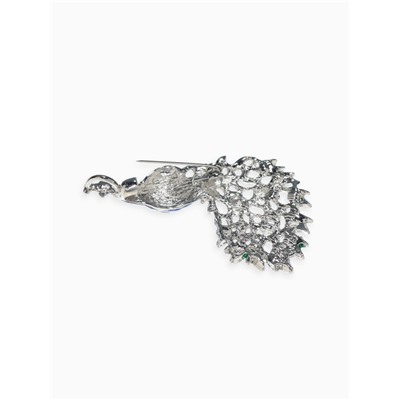 Брошь «Павлин роскошный»мини, цветная в серебре