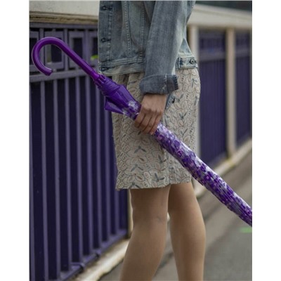 L042-4426 PurpleLeopard (Фиолетовый леопард) Зонт женский трость Fulton