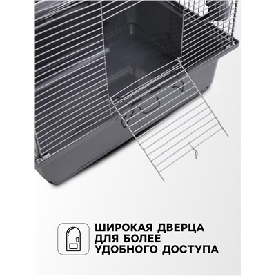 Клетка для птиц "Пижон" №100, разборная, 42 х 30 х 37см (укомплект.) серая