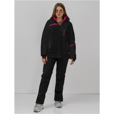 Горнолыжная куртка женская зимняя черного цвета 7091Ch