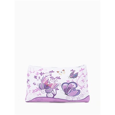 Косметичка-пенал на молнии, плоская, с рисунком «Бабочки», фиолетовая