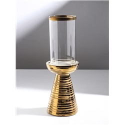 Подсвечник на 1 свечу «Зебра Греви», керамика, стекло, d=8 см, золото, 10×10×29.5 см