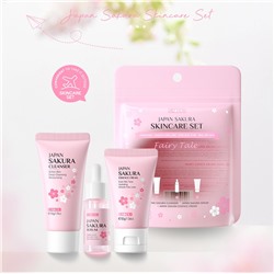 Набор из 3 средств с экстрактом сакуры Laikou (Пенка + Сыворотка + Крем для лица)