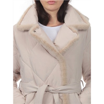309 BEIGE Пальто зимнее стеганое женское (200 гр. холлофайбер, натуральная норка)