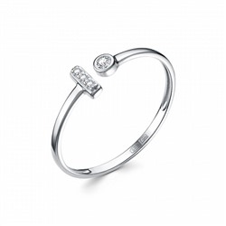 Кольцо с фианитом родированное серебро 925*