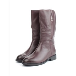 02-FI919-2M BROWN Сапоги зимние женские (натуральная кожа, натуральный мех)