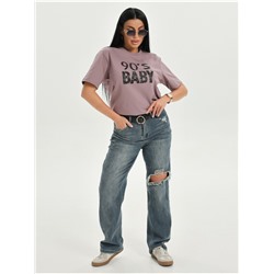 Футболка "Девяносто" пудра женская