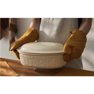 Прихватка-варежка из хлопка цвета карри из коллекции Essential, 33х17,5 см