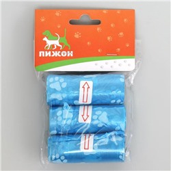 Пакеты для уборки за собаками с печатью (3 рулона по 15 пакетов 29х21 см), микс цветов