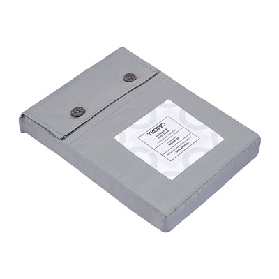 Простыня на резинке из премиального сатина светло-серого цвета из коллекции Essential,  160х200х30 с