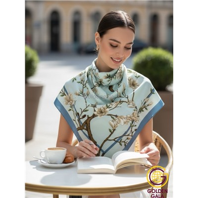 Платок утепленный Сакура цвет 3040/10 (бирюзово-голубой)