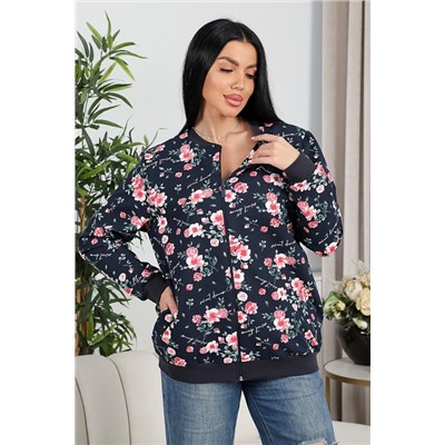 Женская толстовка Бомбер 750 / синий/шиповник