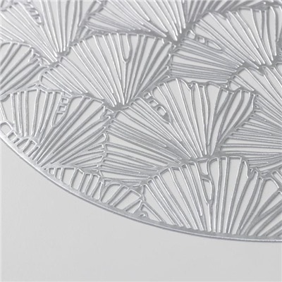 Салфетки сервировочные на стол Доляна «Веер», d=38 см, 4 шт., серебряные