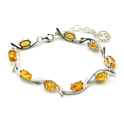 Браслет с янтарем С925 лимонный, 18см, 10,2г