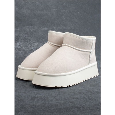 04-UA-3 BEIGE Угги зимние женские (натуральная замша, натуральная шерсть)
