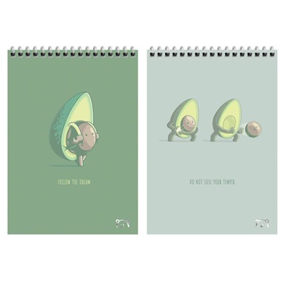 Блокнот А5 60л. на гребне MESHU "Avocadreams", пластиковая обложка