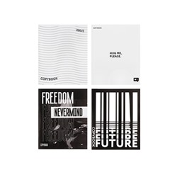 Тетрадь 48 листов в клетку, Calligrata Black and white, обложка мелованная бумага, серые листы, МИКС