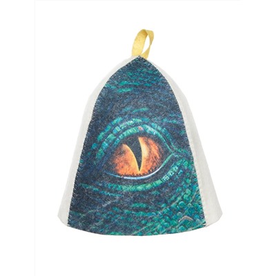 Шапка банная с принтом "ДиноГлаз", войлок белый