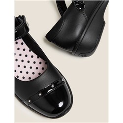 Kids' Leather Diamante Wedge School Shoes (13 Small - 7 large)