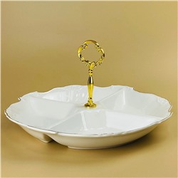 109-262 Менажница 31х20см КРОКУС ЗОЛОТО в под.уп.(х8)Фарфор