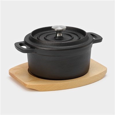 Кастрюля Magma «Хотан», 750 мл, 18.6×14×7 см, индукция, чугун, чёрная