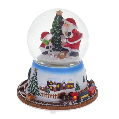 GAEM Фигурка декор в стекл шаре "Дед Мороз" (муз с ключ, подсветка), D 10 см, L15,5 W15,5 H15,5 см