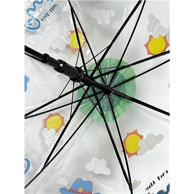Зонт-трость детский прозрачный с рисунком полуавтомат Арт 603/2