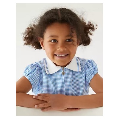 Girls' Gingham Pleated School Dress (2-14 Yrs)