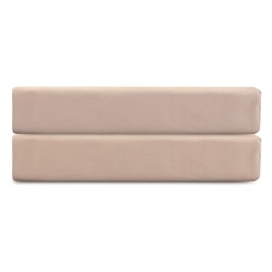 Простыня на резинке из премиального сатина бежевого цвета из коллекции Essential,  180х200х30 см