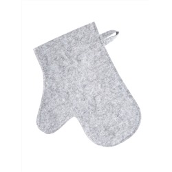 Рукавица банная "Эконом", войлок светло-серый синтетический