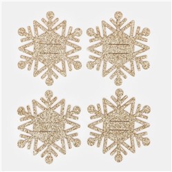 Набор для декора столовых предметов «Снежинка», 4 шт., цвет золото, 6.5×7.5 см, 100% п/э, фетр