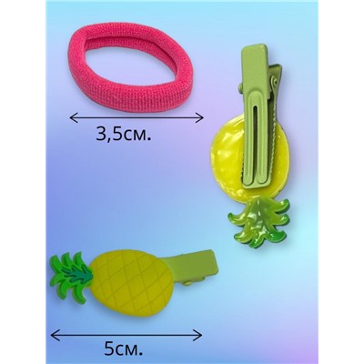 Набор детских аксессуаров для волос (Зажим уточка 2 + 5 резинки) НД 3 тип 1