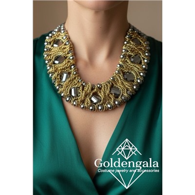 Колье-воротник с хрусталем и кристаллами П6/02