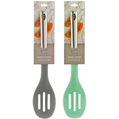 160-034 Силиконовая ложка с прорезями 33 см (х48)