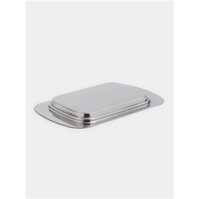 Маслёнка, 18.5×12.3×8 см, нержавеющая сталь, серебристая