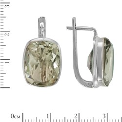 Серьги 'Колд' с зелёным аметистом, родий ИВСК33413Х18АЗR1