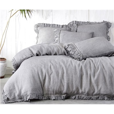 2 сп. Евро Комплект Постельного Белья Cotton Saten Miranda Gri Çift - EcoCotton